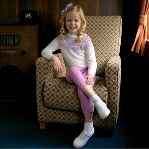 Rachel Riley London Ivory Fair Isle Knit Sweater | Girls 4Y | Wool Blend | NWT